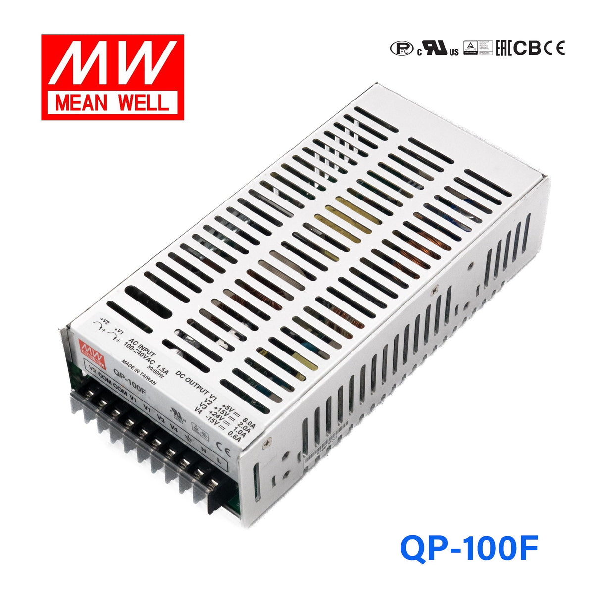Mean Well QP - 100F AC - DC Quad output enclosed power supply 100W - QP - 100F - powersupplymall.com
