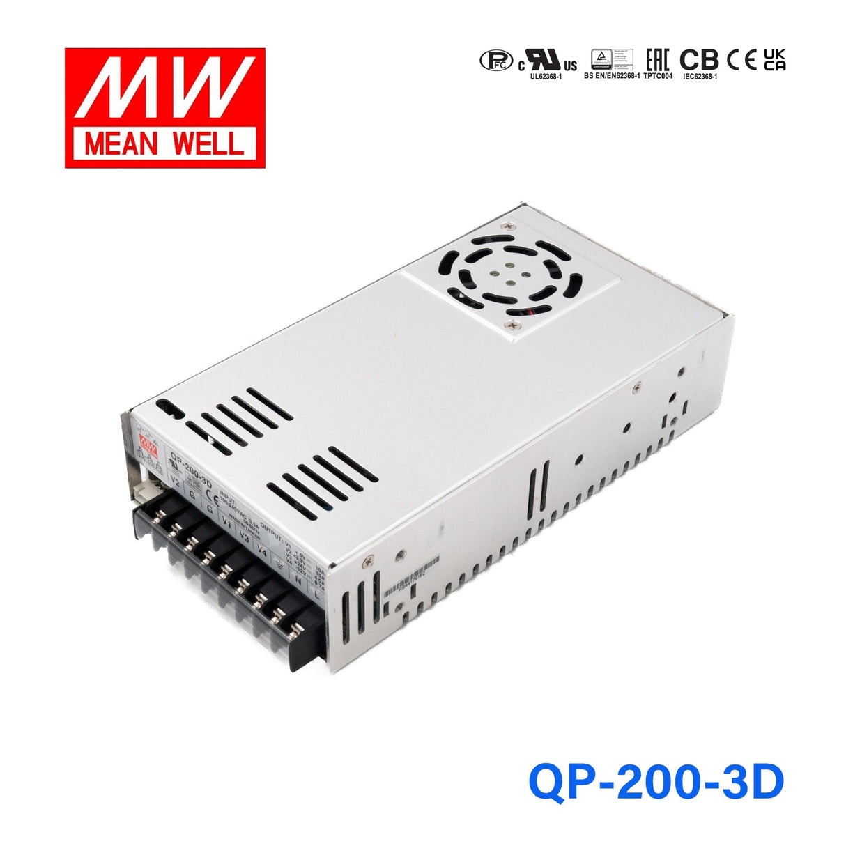 Mean Well QP - 200 - 3D PFC Switching Power Supply - QP-200-3D - powersupplymall.com
