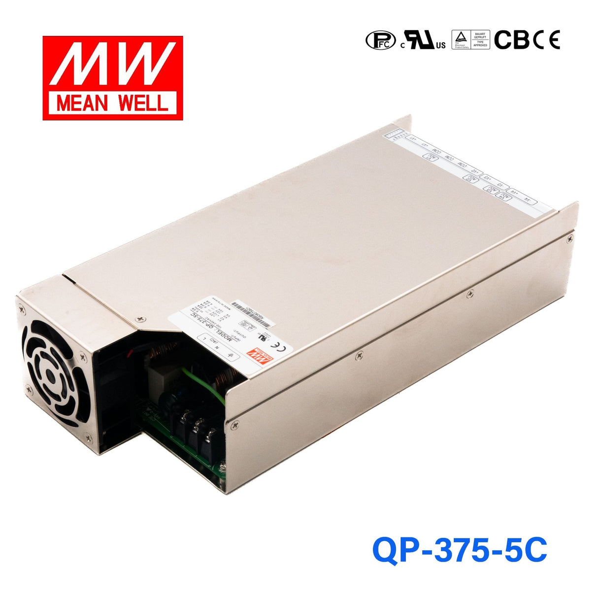 Mean Well QP - 375 - 5C PFC Switching Power Supply - QP - 375 - 5C - powersupplymall.com