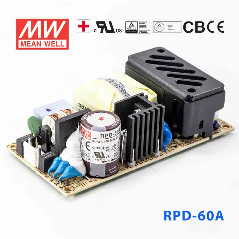 Mean Well RPD - 60A Power Supply 60W 5V 12V - RPD - 60A - powersupplymall.com