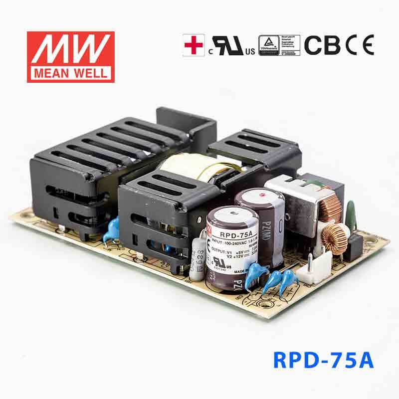 Mean Well RPD - 75A Power Supply 75W 5V 12V - RPD - 75A - powersupplymall.com