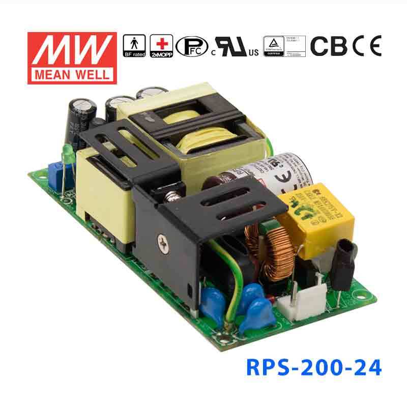 Mean Well RPS - 200 - 24 Green Power Supply W 24V 5.9A - Medical Power Supply - RPS - 200 - 24 - powersupplymall.com