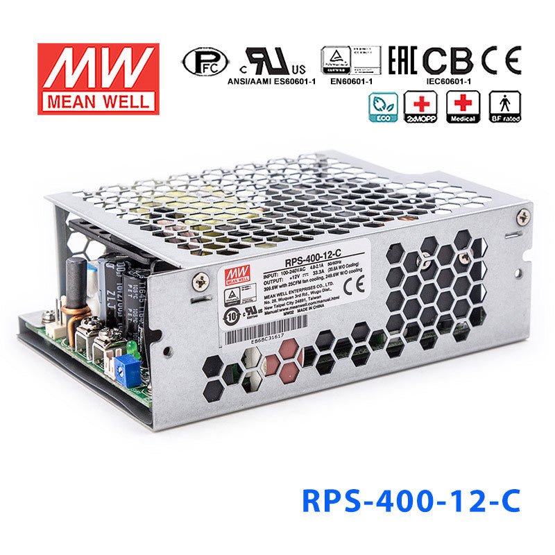 Mean Well RPS-400-12-C Green Power Supply W 12V 20.8A - Medical Power Supply - RPS-400-12-C - powersupplymall.com