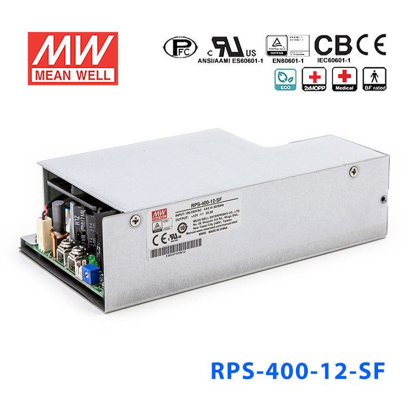 Mean Well RPS-400-12-SF Green Power Supply W 12V 20.8A - Medical Power Supply - RPS-400-12-SF - powersupplymall.com