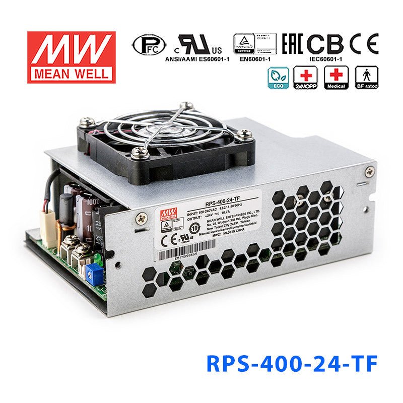 Mean Well RPS - 400 - 24 - TF Green Power Supply W 24V 10.5A - Medical Power Supply - RPS - 400 - 24 - TF - powersupplymall.com