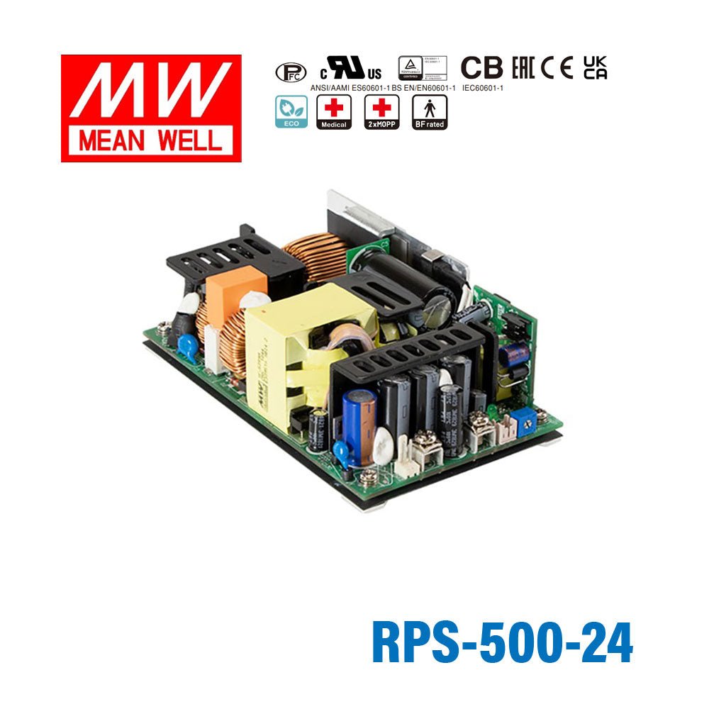 Mean Well RPS - 500 - 24 Green Power Supply W 24V 13.4A - Medical Power Supply - RPS-500-24 - powersupplymall.com
