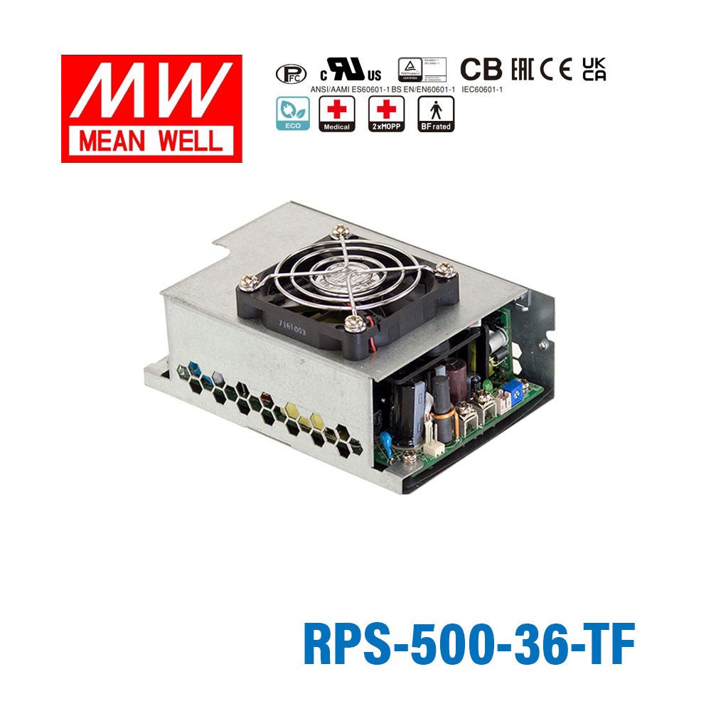Mean Well RPS - 500 - 36 - TF Green Power Supply W 36V 13.9A - Medical Power Supply - RPS-500-36-TF - powersupplymall.com