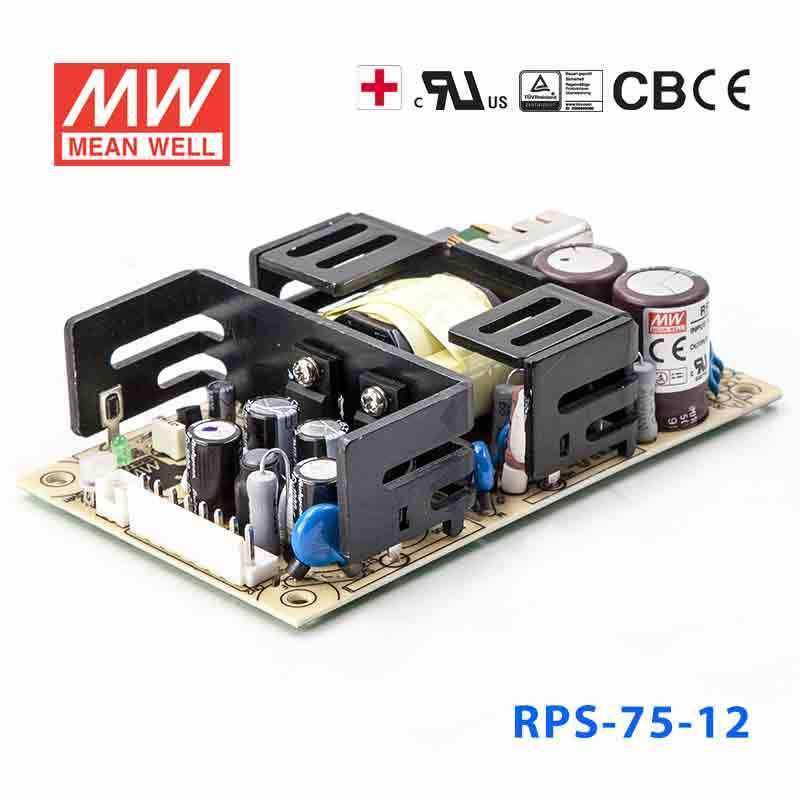 Mean Well RPS - 75 - 12 Green Power Supply W 12V 6.3A - Medical Power Supply - RPS - 75 - 12 - powersupplymall.com