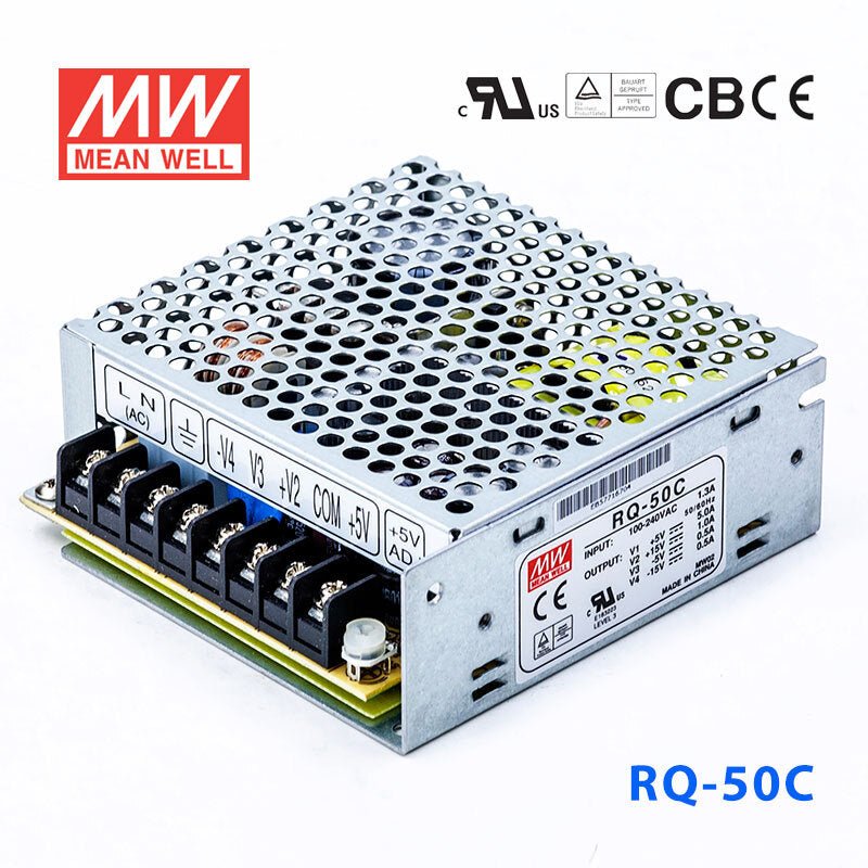 Mean Well RQ - 50C Power Supply 50W 5V 15V - 5V - 15V - RQ - 50C - powersupplymall.com