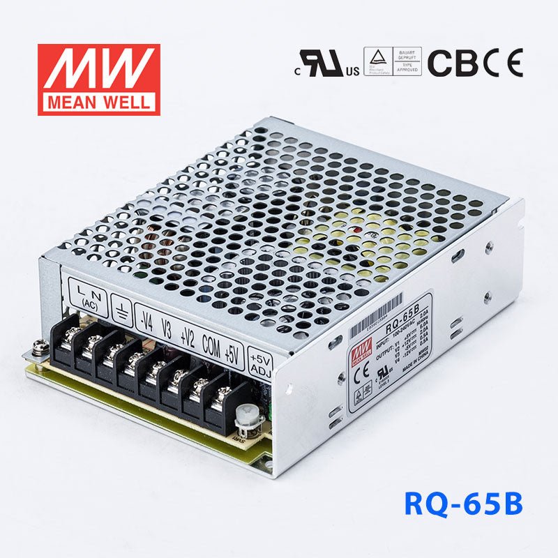 Mean Well RQ - 65B Power Supply 65W 5V 12V - 5V - 12V - RQ - 65B - powersupplymall.com