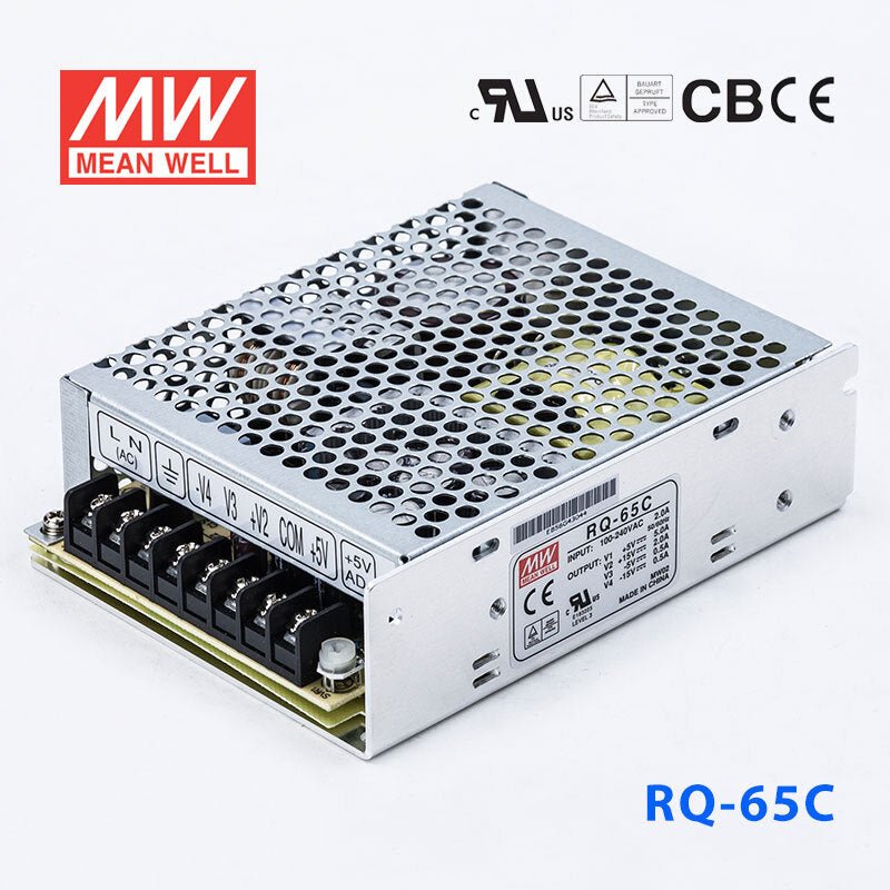 Mean Well RQ - 65C Power Supply 65W 5V 15V - 5V - 15V - RQ - 65C - powersupplymall.com