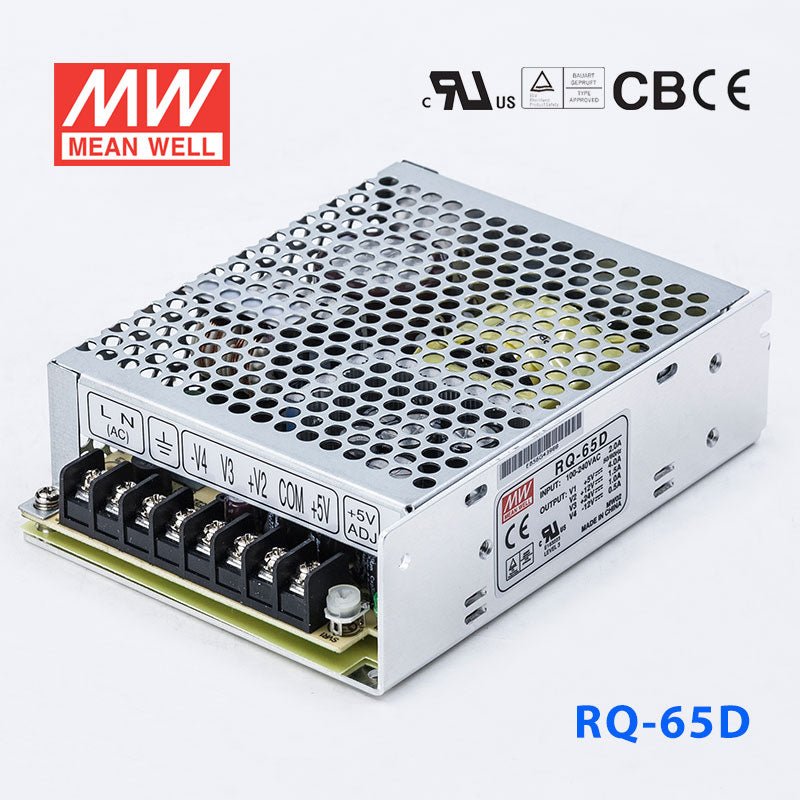 Mean Well RQ - 65D Power Supply 65W 5V 24V 12V - 12 - RQ - 65D - powersupplymall.com