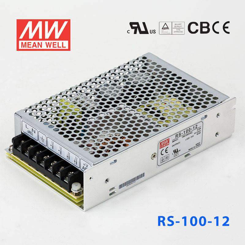 Mean Well RS - 100 - 12 Power Supply 100W 12V - RS - 100 - 12 - powersupplymall.com