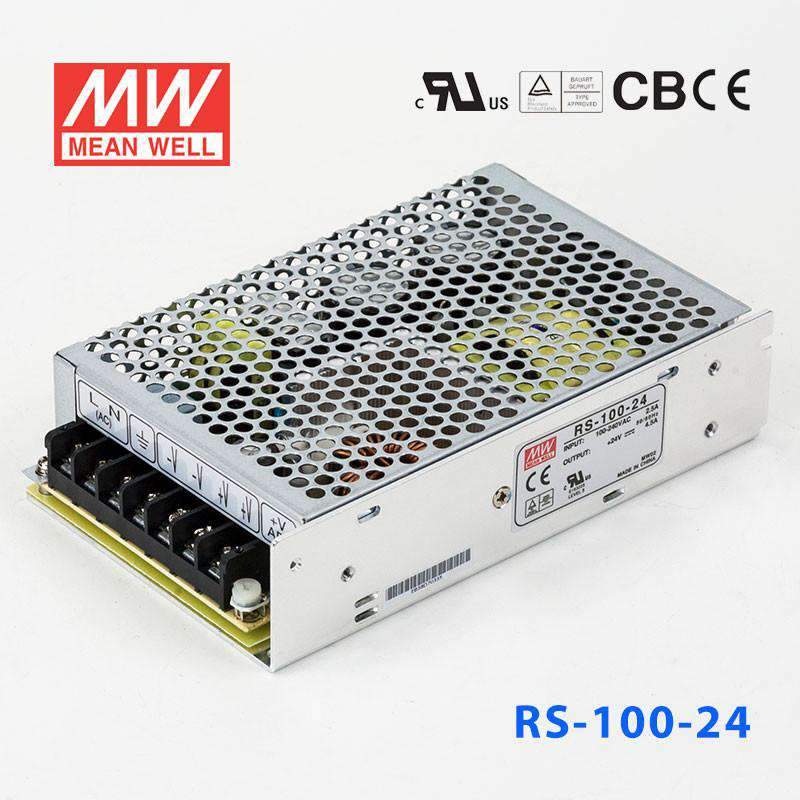 Mean Well RS - 100 - 24 Power Supply 100W 24V - RS - 100 - 24 - powersupplymall.com