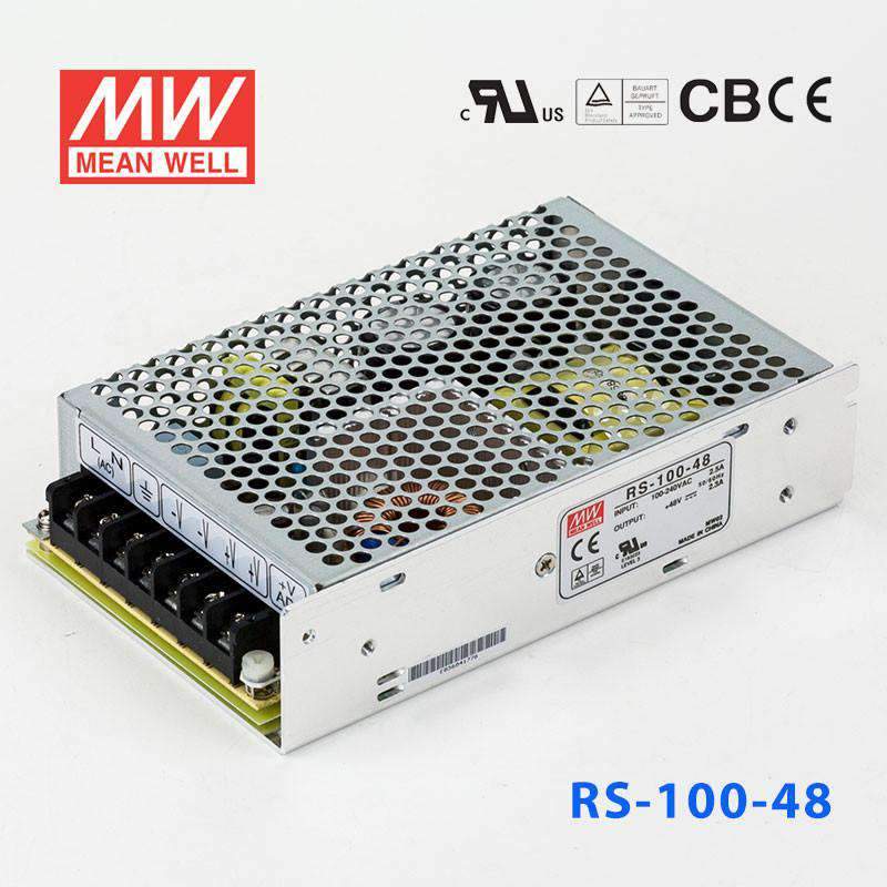Mean Well RS - 100 - 48 Power Supply 100W 48V - RS - 100 - 48 - powersupplymall.com
