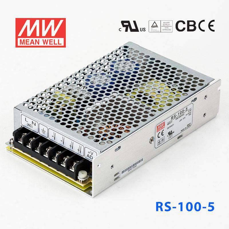 Mean Well RS - 100 - 5 Power Supply 100W 5V - RS - 100 - 5 - powersupplymall.com