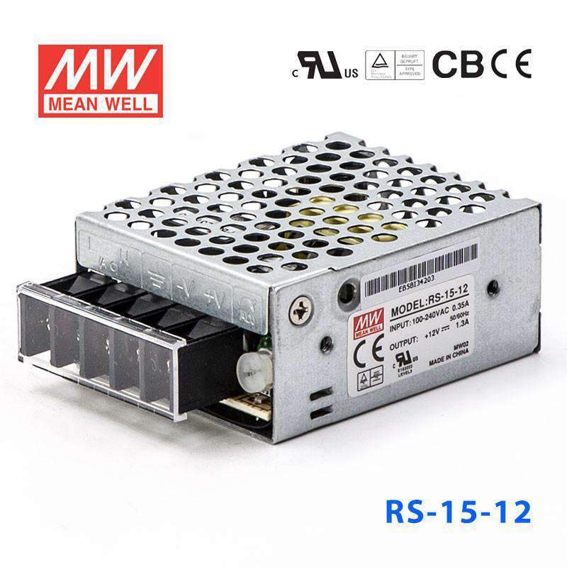 Mean Well RS - 15 - 12 Power Supply 15W 12V - RS - 15 - 12 - powersupplymall.com