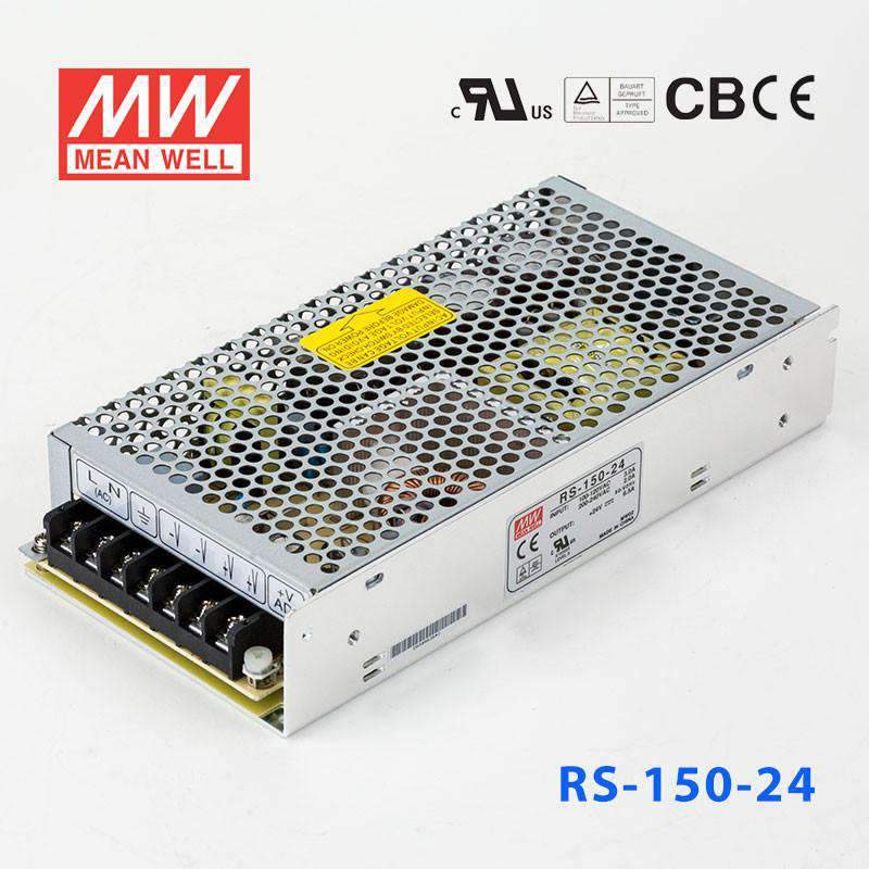 Mean Well RS - 150 - 24 Power Supply 150W 24V - RS - 150 - 24 - powersupplymall.com