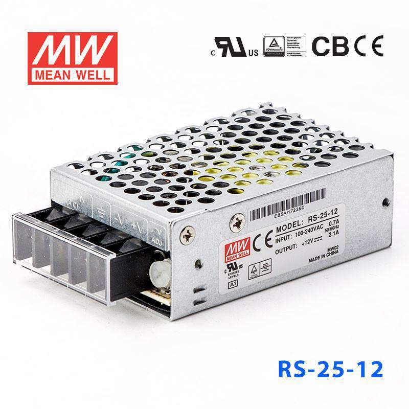 Mean Well RS - 25 - 12 Power Supply 25W 12V - RS - 25 - 12 - powersupplymall.com
