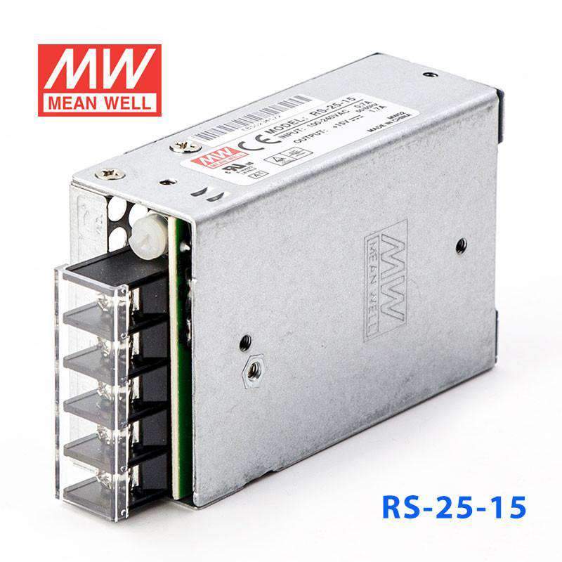 Mean Well RS - 25 - 15 Power Supply 25W 15V - RS - 25 - 15 - powersupplymall.com