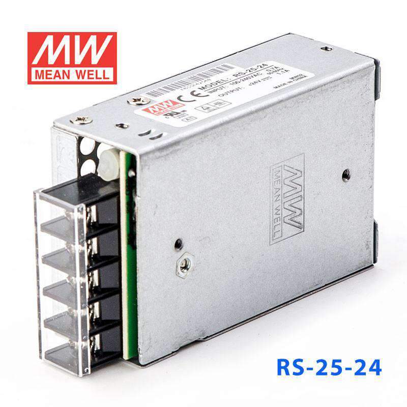 Mean Well RS - 25 - 24 Power Supply 25W 24V - RS - 25 - 24 - powersupplymall.com