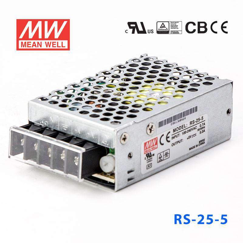 Mean Well RS - 25 - 5 Power Supply 25W 5V - RS - 25 - 5 - powersupplymall.com