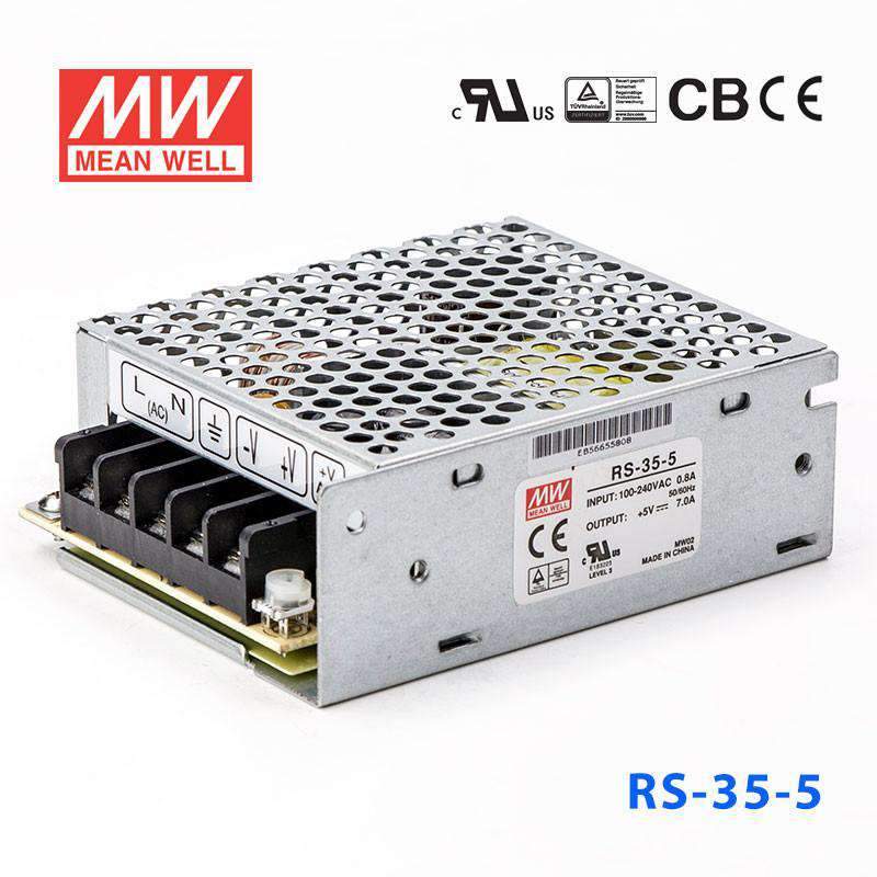 Mean Well RS - 35 - 5 Power Supply 35W 5V - RS - 35 - 5 - powersupplymall.com