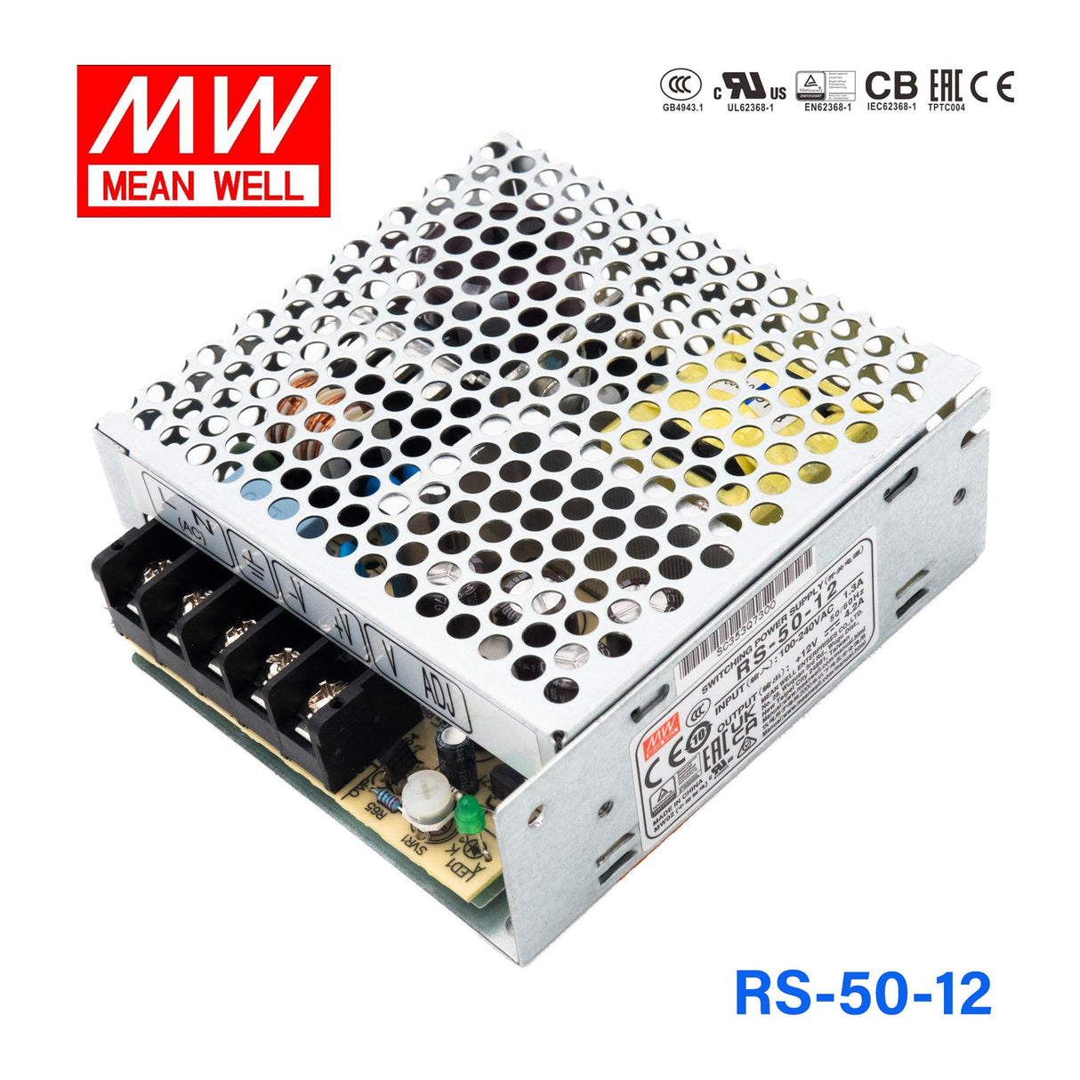 Mean Well RS - 50 - 12 Power Supply 50W 12V - RS - 50 - 12 - powersupplymall.com