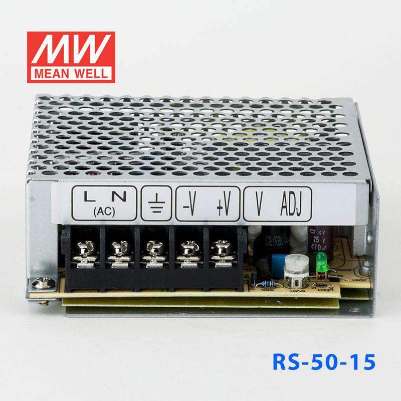 Mean Well RS - 50 - 15 Power Supply 50W 15V - RS - 50 - 15 - powersupplymall.com