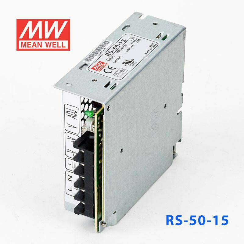 Mean Well RS - 50 - 15 Power Supply 50W 15V - RS - 50 - 15 - powersupplymall.com