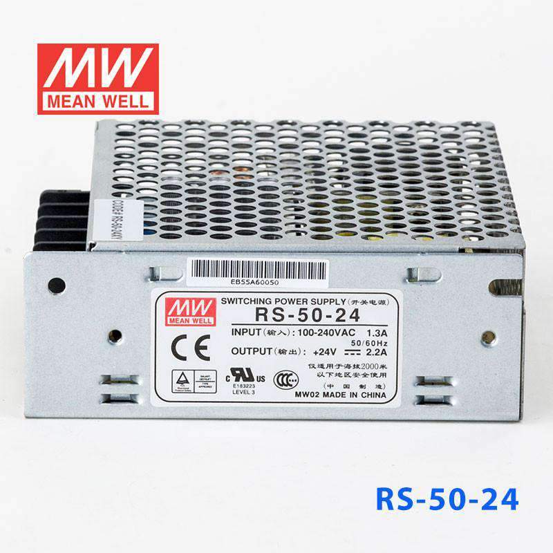 Mean Well RS - 50 - 24 Power Supply 50W 24V - RS - 50 - 24 - powersupplymall.com