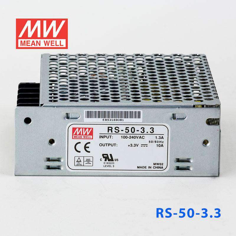Mean Well RS - 50 - 3.3 Power Supply 50W 3.3V - RS - 50 - 3.3 - powersupplymall.com