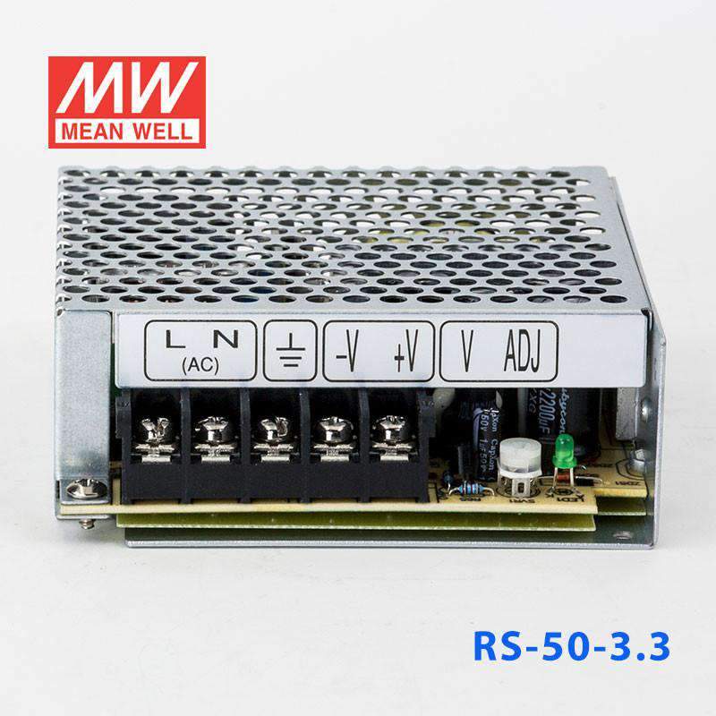 Mean Well RS - 50 - 3.3 Power Supply 50W 3.3V - RS - 50 - 3.3 - powersupplymall.com