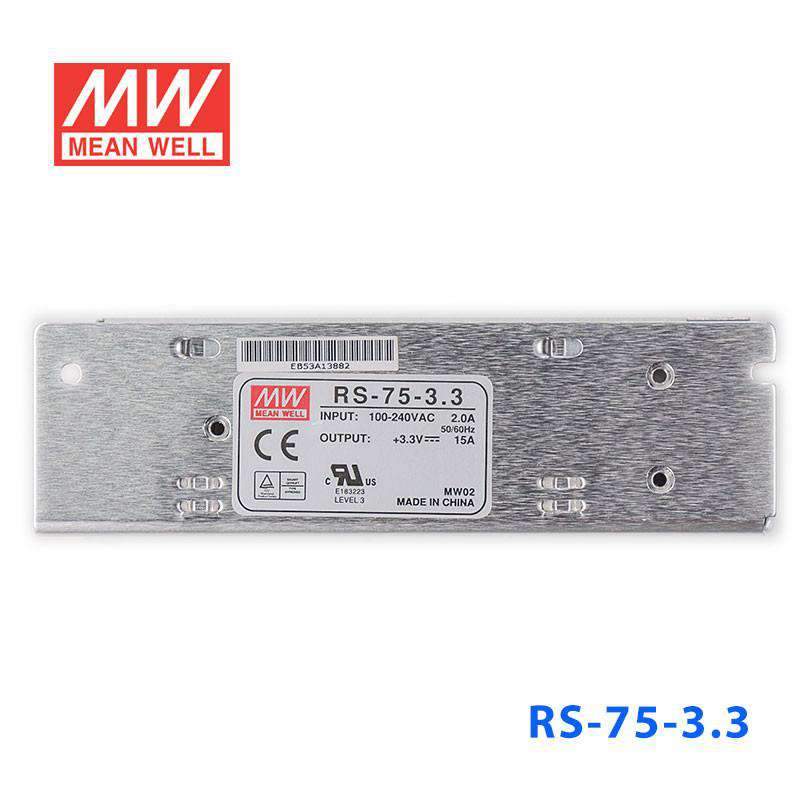 Mean Well RS - 75 - 3.3 Power Supply 75W 3.3V - RS - 75 - 3.3 - powersupplymall.com