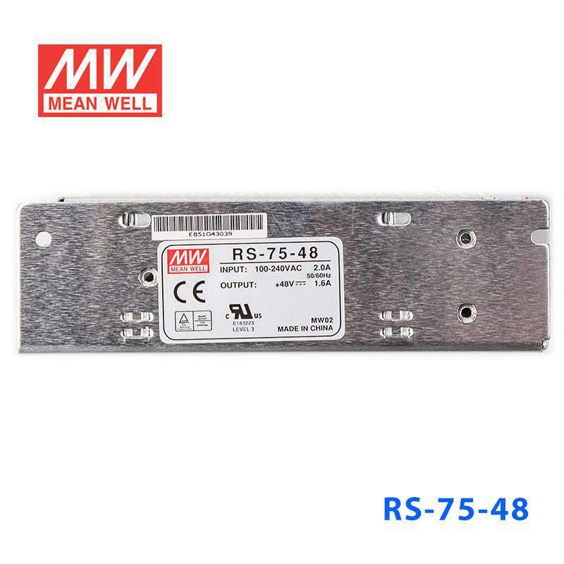Mean Well RS - 75 - 48 Power Supply 75W 48V - RS - 75 - 48 - powersupplymall.com