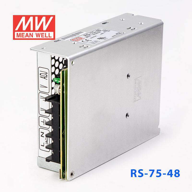 Mean Well RS - 75 - 48 Power Supply 75W 48V - RS - 75 - 48 - powersupplymall.com