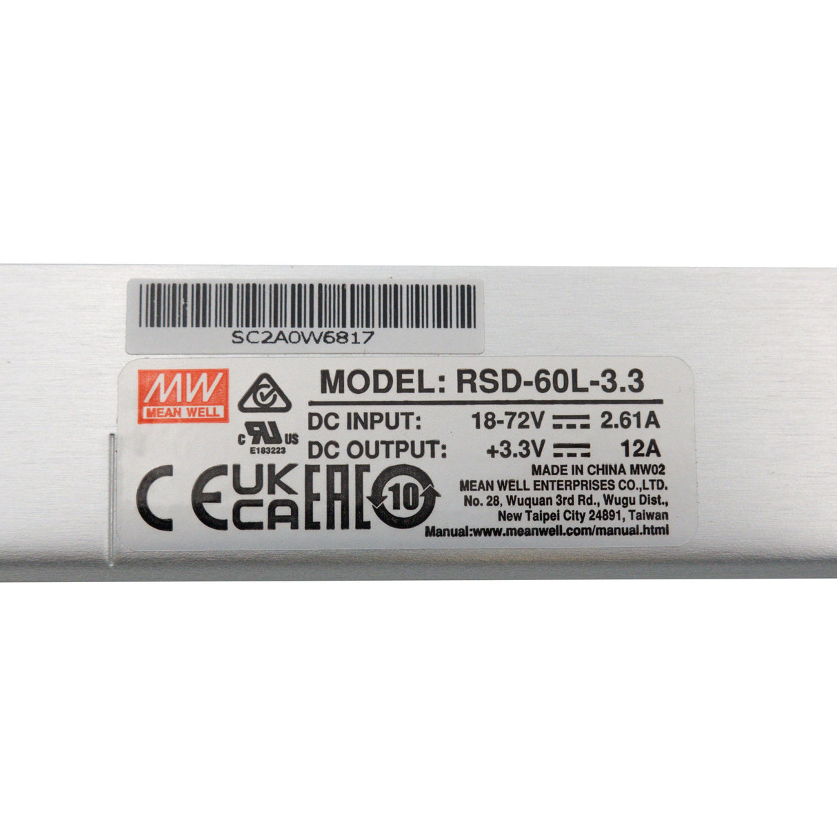 Mean Well RSD - 60L - 3.3 DC - DC Converter - 19.8W - 18~72V in 3.3V out - RSD - 60L - 3.3 - powersupplymall.com