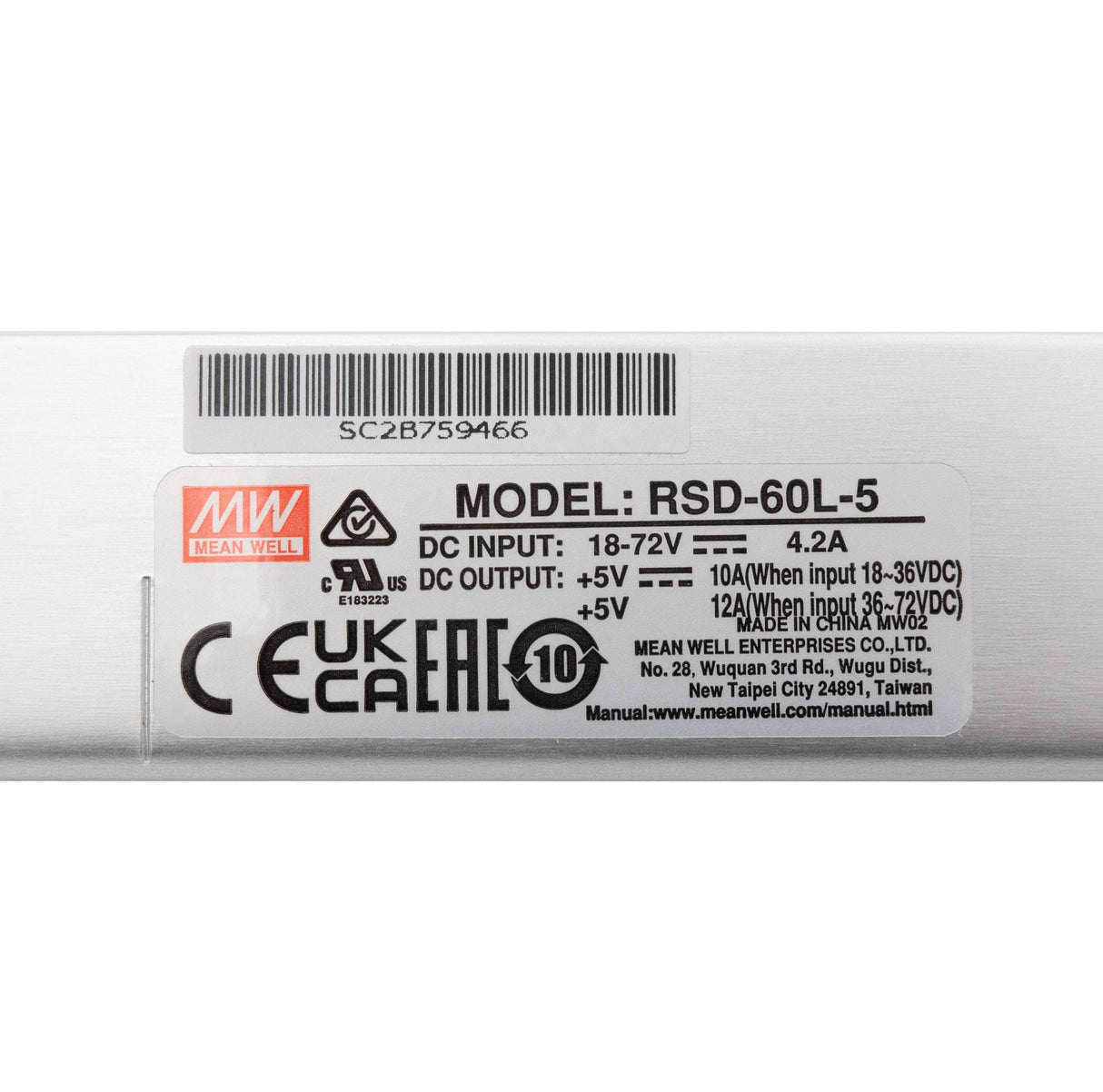 Mean Well RSD - 60L - 5 DC - DC Converter - 30W - 18~72V in 5V out - RSD - 60L - 5 - powersupplymall.com