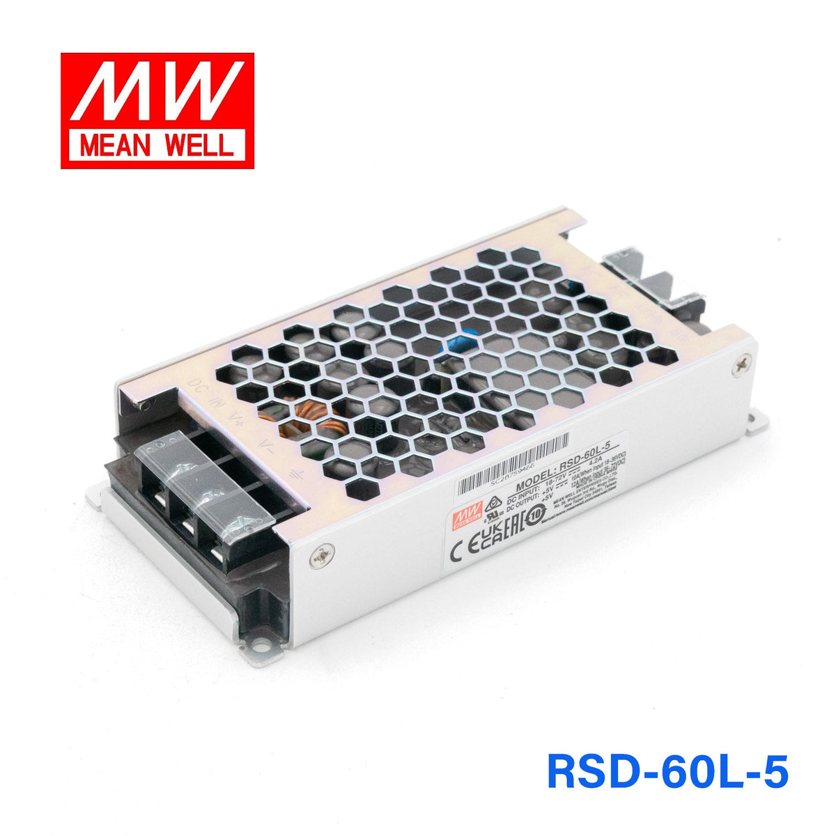 Mean Well RSD-60L-5 DC-DC Converter - 60W - 18~72V in 5V out 12A - RSD-60L-5 - powersupplymall.com