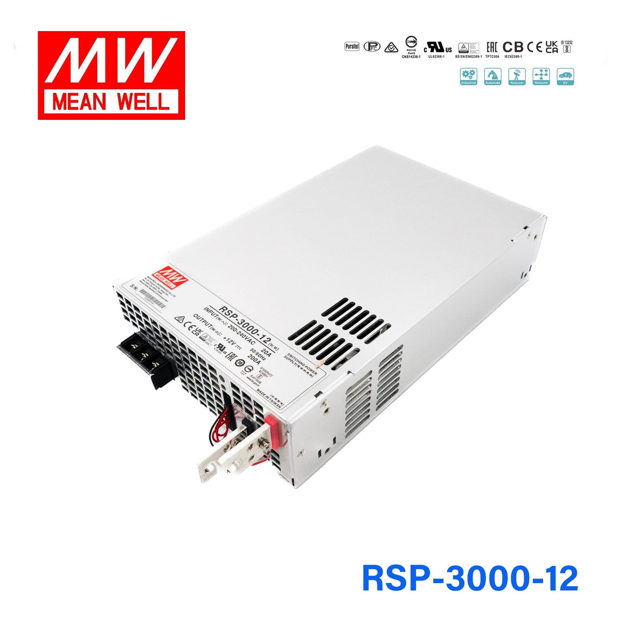 Mean Well RSP - 3000 - 12 Power Supply 2400W 12V - RSP - 3000 - 12 - powersupplymall.com