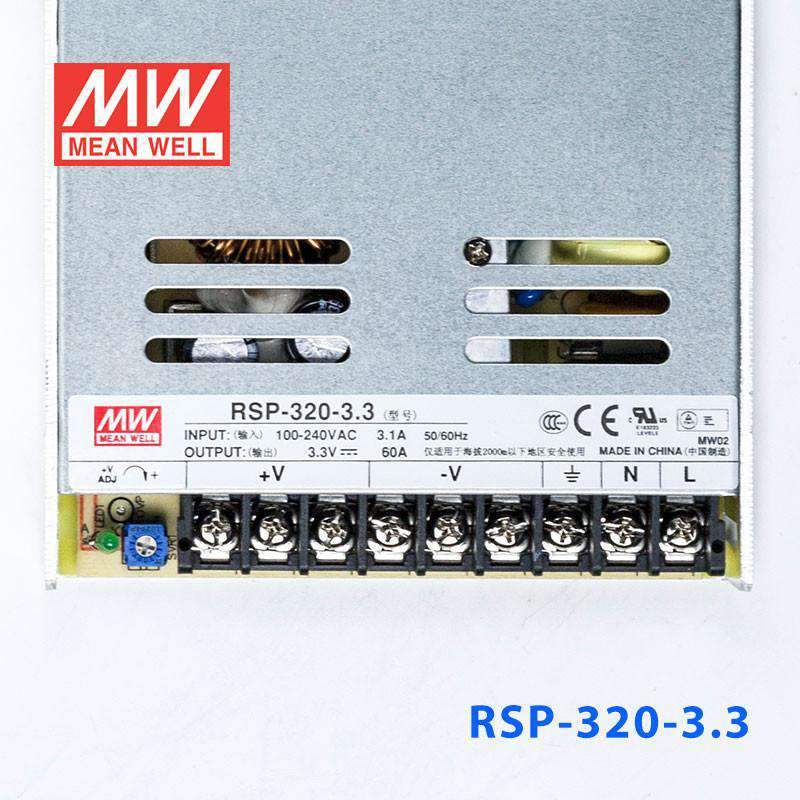 Mean Well RSP-320-3.3 Power Supply 198W 3.3V 60A - RSP-320-3.3 - powersupplymall.com