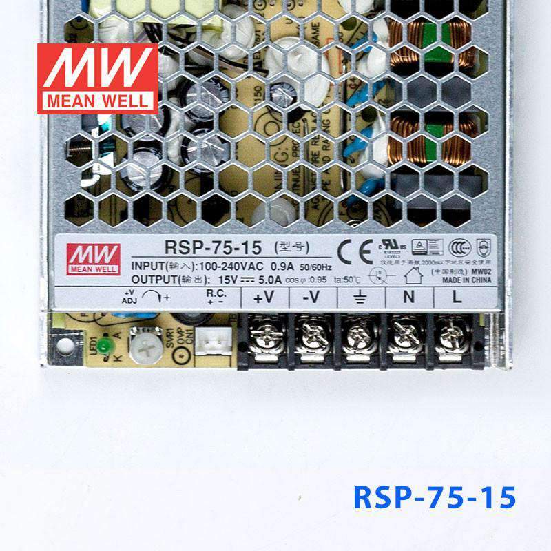 Mean Well RSP - 75 - 15 Power Supply 75W 15V - RSP - 75 - 15 - powersupplymall.com