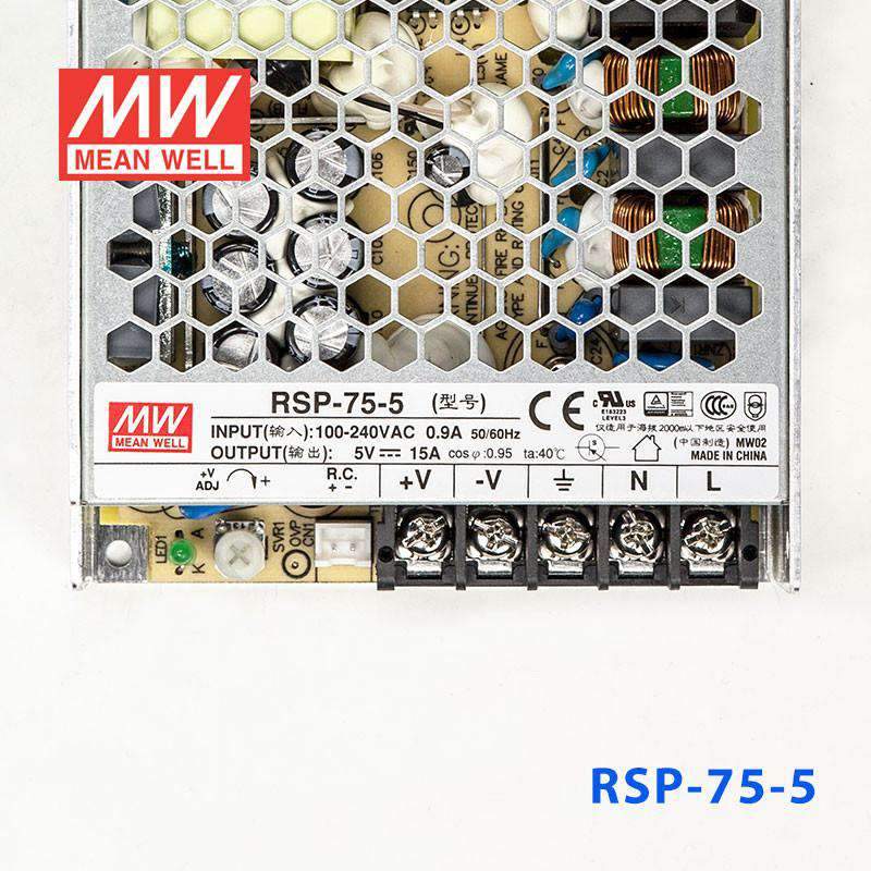 Mean Well RSP - 75 - 5 Power Supply 75W 5V - RSP - 75 - 5 - powersupplymall.com