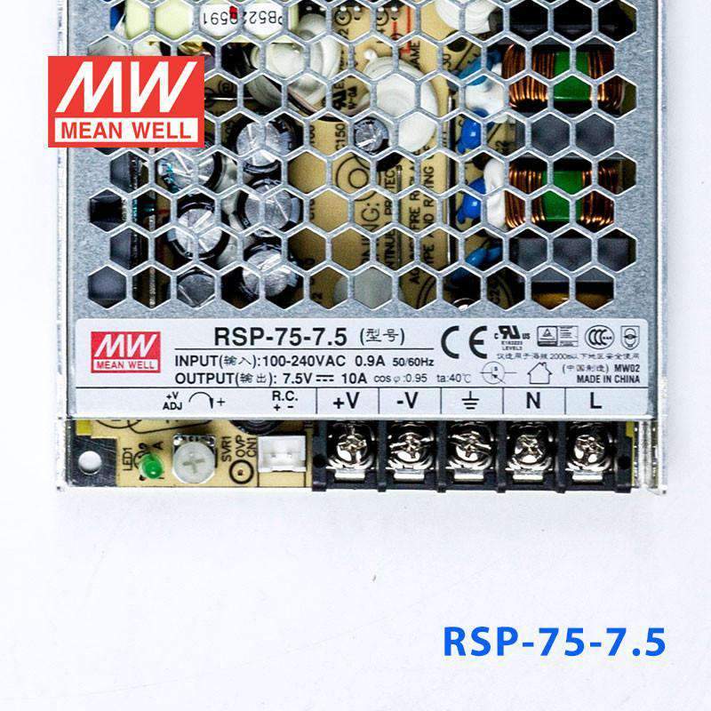 Mean Well RSP - 75 - 7.5 Power Supply 75W 7.5V - RSP - 75 - 7.5 - powersupplymall.com