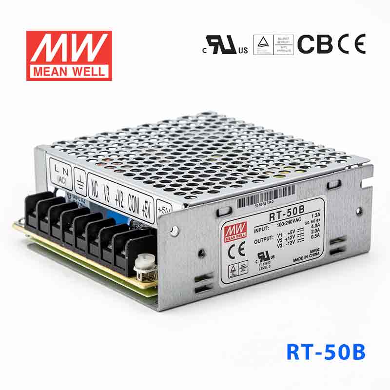 Mean Well RT - 50B Power Supply 50W 5V 12V - 12V - RT - 50B - powersupplymall.com
