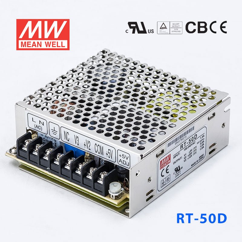 Mean Well RT - 50D Power Supply 50W 5V 24V 12V - RT - 50D - powersupplymall.com