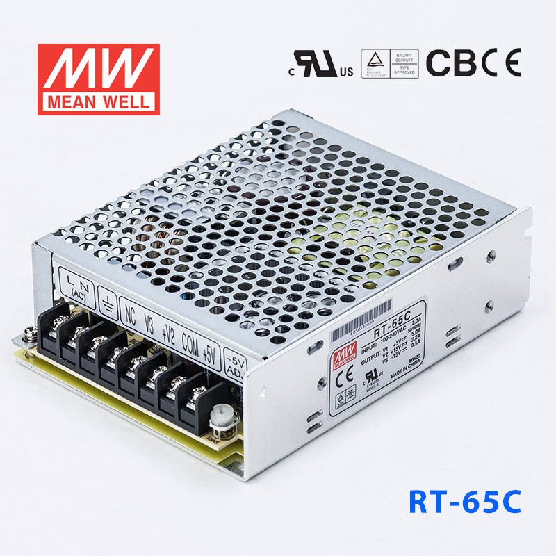 Mean Well RT - 65C Power Supply 65W 5V 15V - 15V - RT - 65C - powersupplymall.com