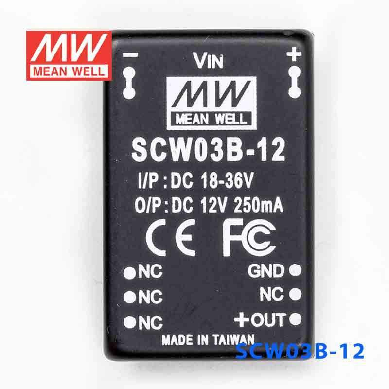 Mean Well SCW03B - 12 DC - DC Converter - 3W 18~36V DC in 12V out - SCW03B-12 - powersupplymall.com