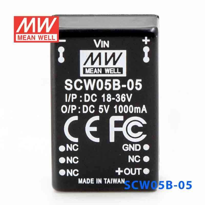 Mean Well SCW05B - 05 DC - DC Converter - 5W 18~36V DC in 5V out - SCW05B-05 - powersupplymall.com
