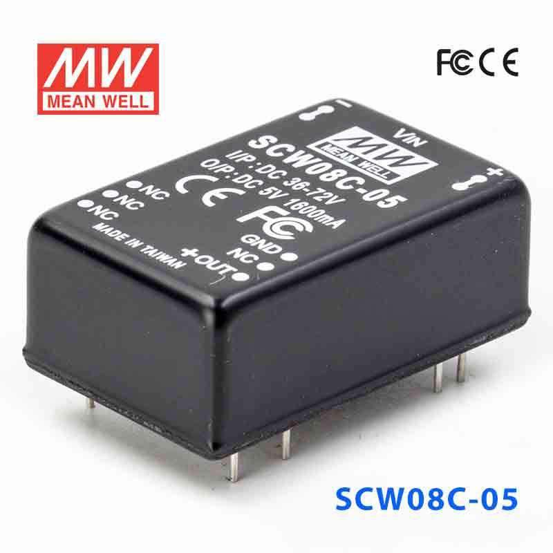 Mean Well SCW08C - 05 DC - DC Converter - 8W 36~72V DC in 5V out - SCW08C - 05 - powersupplymall.com